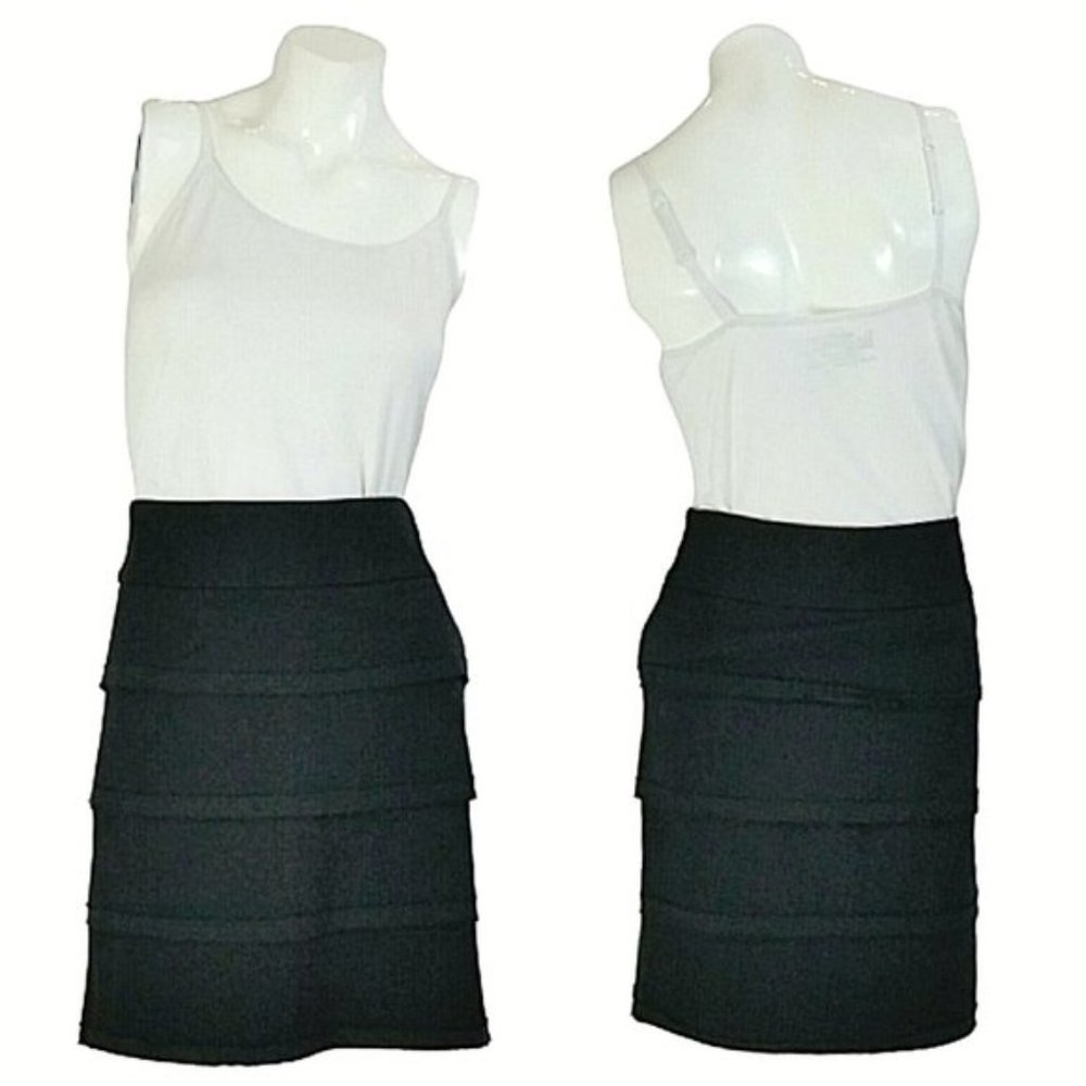 Banana Republic Black Tiered Raw Trim Pencil Skirt